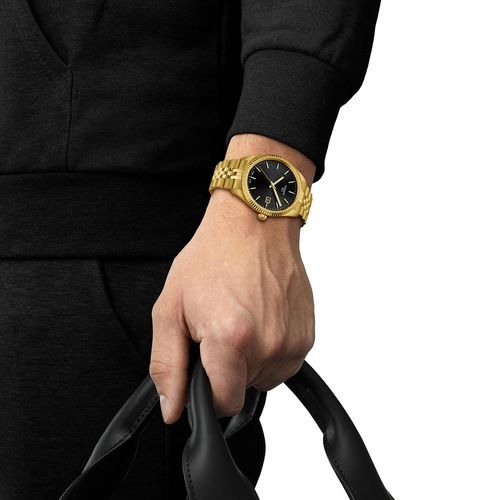 שעון TISSOT דגם T1564103305100 לגבר לוח שחור רצועת פלדת אל-חלד – תמונה 2
