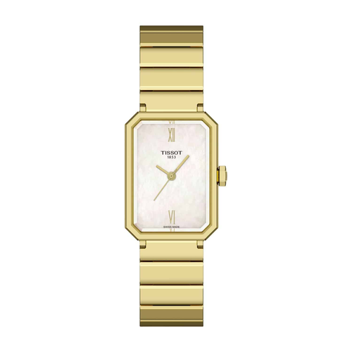 שעון TISSOT דגם T1601103311300 לאישה לוח אם הפנינה רצועת פלדת אל-חלד בצבע זהב