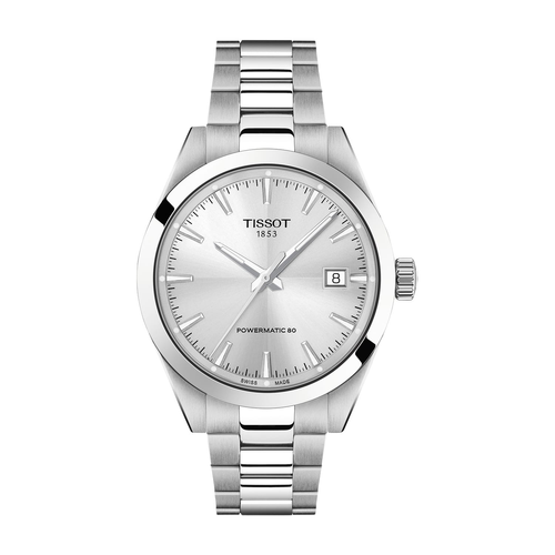 שעון TISSOT דגם T1658071103100 לגבר לוח כסף רצועת פלדת אל-חלד בצבע כסף