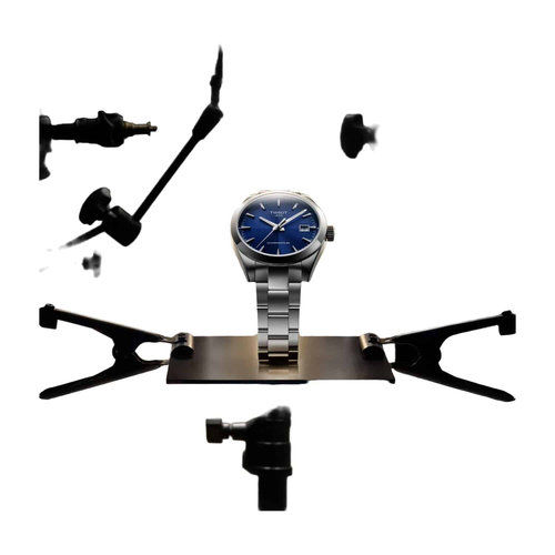 שעון TISSOT דגם T1658071104100 לגבר לוח כחול רצועת פלדת אל-חלד בצבע כסף – תמונה 4