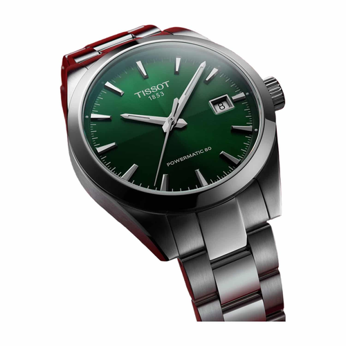 שעון TISSOT דגם T1658071109100 לגבר לוח ירוק רצועת פלדת אל-חלד בצבע כסף – תמונה 3