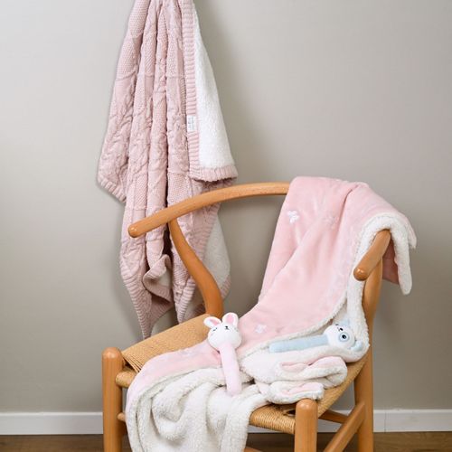 שמיכה סרוגה דו צדדית COZY ורוד  75/100 ס”מ