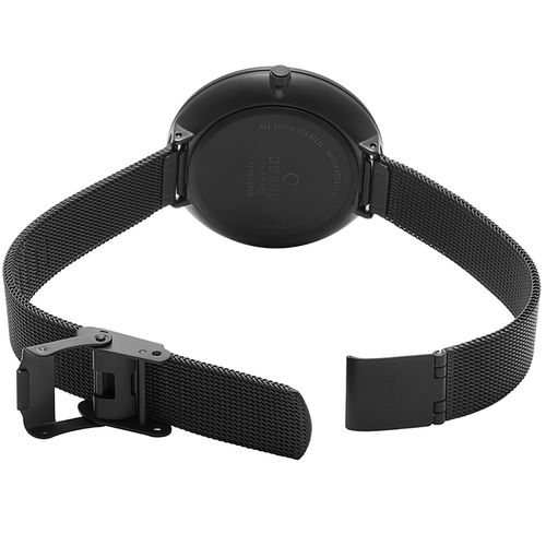 שעון OBAKU דגם V211LXBBMB לאישה לוח שחור רצועת פלדת אל חלד בצבע שחור – תמונה 2