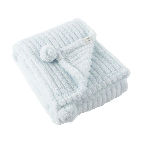 שמיכת פליז חלקה פונפון COZY תכלת 80/120 ס”מ