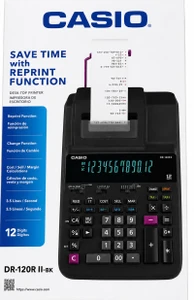 מכונת חישוב שחור/לבן CASIO DR-120R