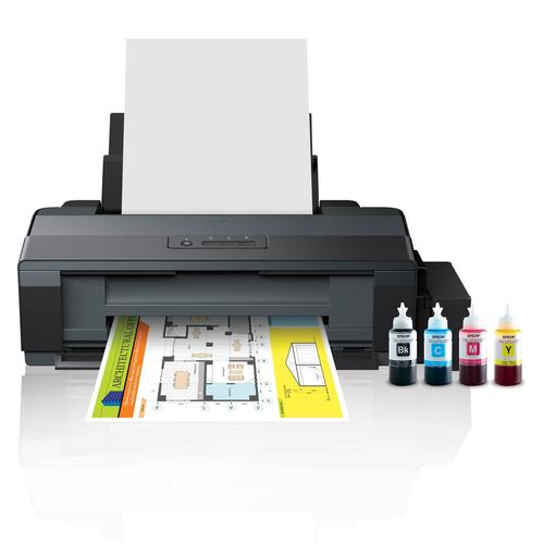 מדפסת הזרקת דיו A3+ Epson EcoTank L1300 – מבט מלפנים עם בקבוקי הדיו