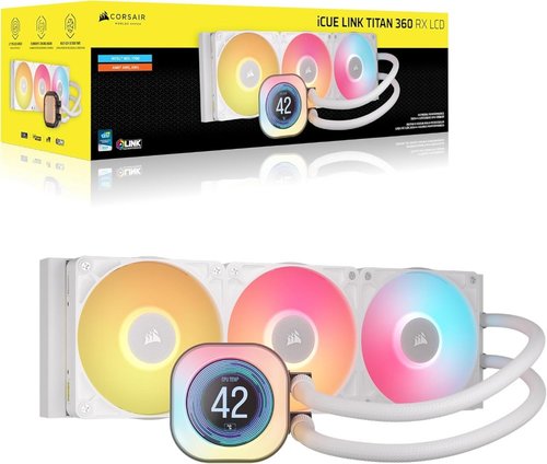 קירור נוזלי לבן | Corsair iCUE TITAN 360 RX | LCD White | 360mm AIO