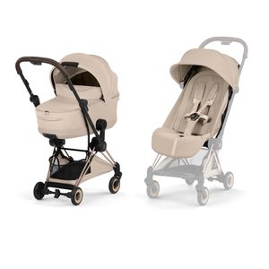 טיולון קויה Cybex Coya בשילוב עריסה  2 –  שילדה רוזגולד צבע בז 