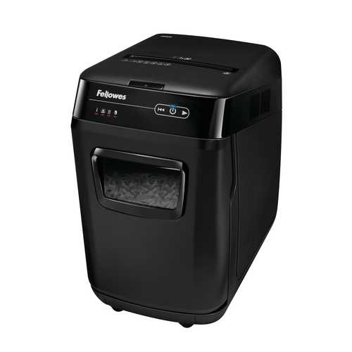מגרסת נייר Fellowes AutoMax 200C – מבט שמאלי מלפנים