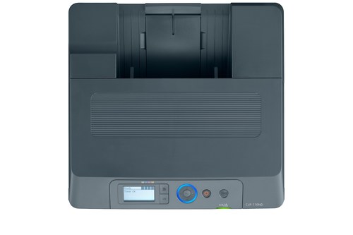 מדפסת לייזר צבעונית Samsung CLP-770ND – מבט מלמעלה עם לוח הבקרה ומגש הפלט