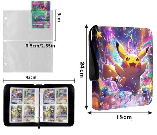 אלבום קלפים פוקימון יוקרתי עם רוכסן וידית נשיאה בנפח של עד 250 קלפים (מגוון עיצובים)