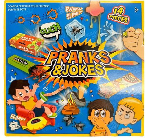 ערכת מתיחות ותעלולים קלאסית Pranks & Jokes: סט אביזרי מתיחה 13 חלקים