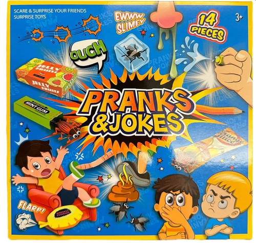 ערכת מתיחות ותעלולים קלאסית Pranks & Jokes: סט אביזרי מתיחה 13 חלקים