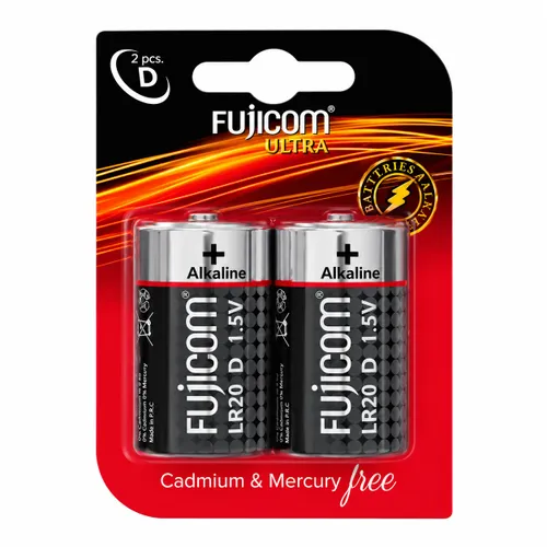 מארז זוג סוללות פוג'יקום Fujicom D אלקליין LR20 1.5V