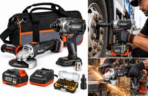 סט נטענים מברגת אימפקט 230N.m 18V + משחזת זוית 18 וולט BRUSHLESS + זוג סוללות 4AH ומטען + בתיק 100312-033.2 Hunter