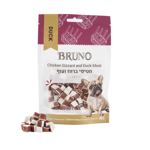 חטיף כלבים ברונו חטיפי ברווז ועוף 80 גרם