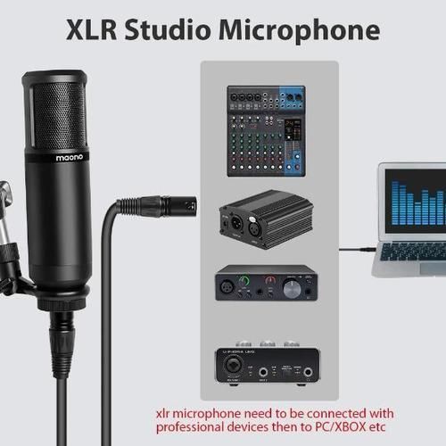 XLR מיקרופון לפודקאסט והקלטות בחיבור Maono AU-PM320s