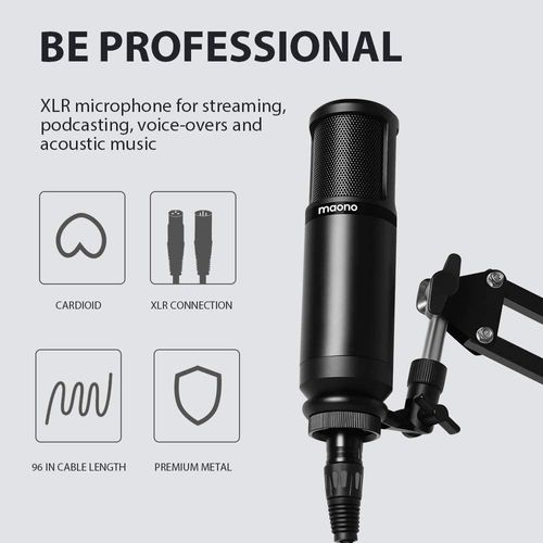 XLR מיקרופון לפודקאסט והקלטות בחיבור Maono AU-PM320s