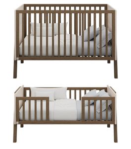 מיטת תינוק מעץ משולב MDF עם קיט שהופך אותה למיטת מעבר - אגוז סהרה