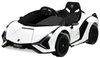 מכונית ממונעת 12V לילדים למבורגיני Lamborghini עם גלגלי EVA, מערכת מוזיקה ושלט רחוק - לבן