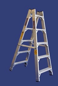 סולם אלומניום דו צדדי שלבים רחבים מקצוענים - 2*15 שלבים