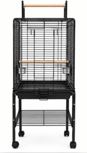כלוב מתכת לתוכי עם עגלה דגם 1901 שחור | Black Parrot Cage | מולי חיות מחמד