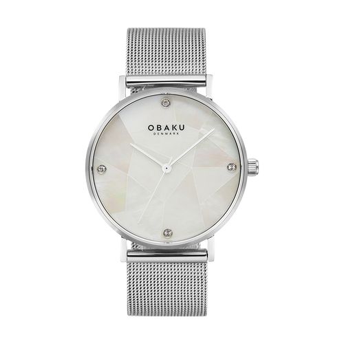 שעון OBAKU דגם V268LXCWMC לאישה לוח לבן רצועת פלדת אל חלד