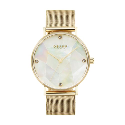 שעון OBAKU דגם V268LXGWMG לאישה לוח לבן רצועת פלדת אל חלד