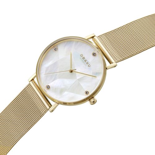 שעון OBAKU דגם V268LXGWMG לאישה לוח לבן רצועת פלדת אל חלד – תמונה 2