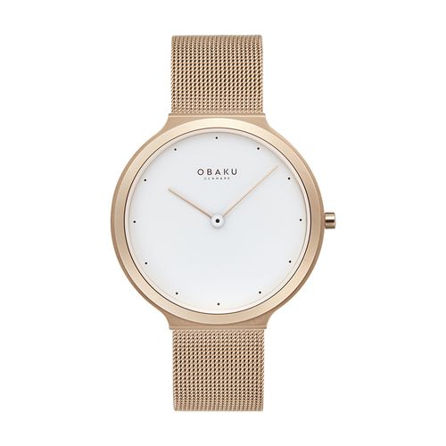 שעון OBAKU דגם V269LXGWMG לאישה לוח לבן רצועת פלדת אל חלד