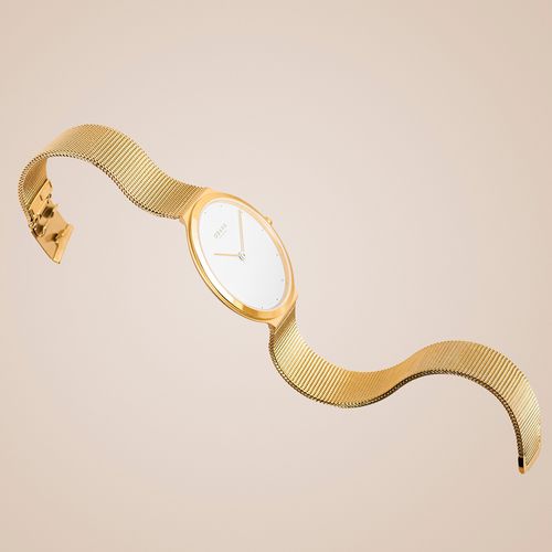 שעון OBAKU דגם V269LXGWMG לאישה לוח לבן רצועת פלדת אל חלד – תמונה 2