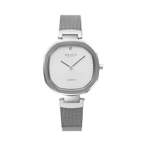 שעון OBAKU דגם V277LXCIMC לאישה לוח כסף רצועת פלדת אל חלד בצבע כסף
