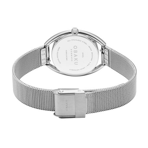 שעון OBAKU דגם V286LXCIMC לאישה לוח לבן רצועת פלדת אל חלד בצבע כסף – תמונה 2