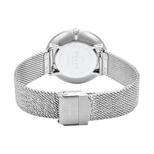 שעון OBAKU דגם V288LXCWHC לאישה לוח אם הפנינה רצועת פלדת אל חלד בצבע כסוף – תמונה 3
