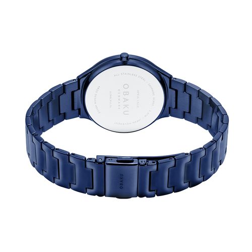 שעון OBAKU דגם V290LXLLSL לאישה לוח כחול רצועת פלדת אל חלד בצבע כחול – תמונה 2