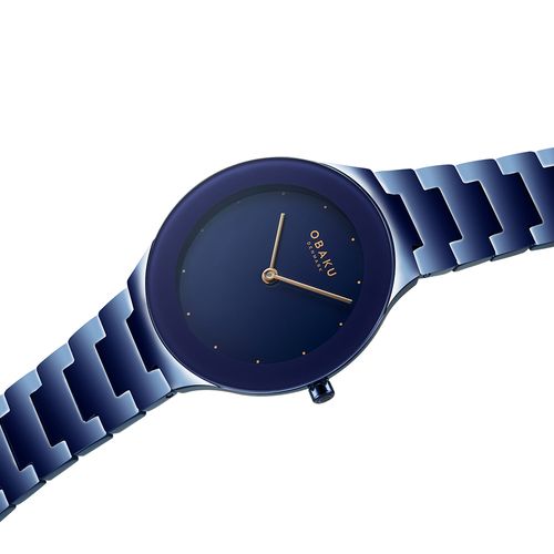 שעון OBAKU דגם V290LXLLSL לאישה לוח כחול רצועת פלדת אל חלד בצבע כחול – תמונה 4