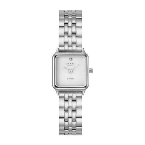 שעון OBAKU דגם V301LXCWSC לאישה לוח לבן רצועת פלדת אל חלד בצבע כסף