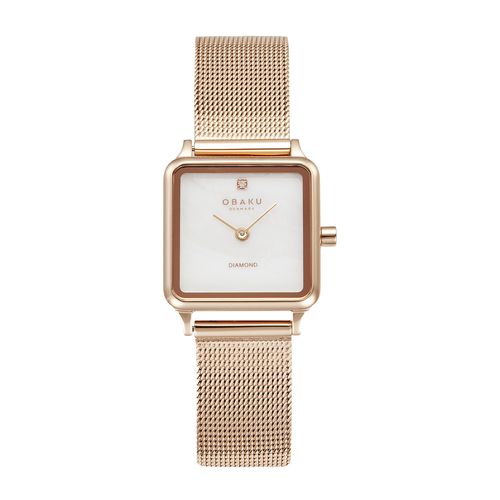 שעון OBAKU דגם V301LXVWMV לאישה לוח אם הפנינה רצועת פלדת אל חלד בצבע רוזגולד