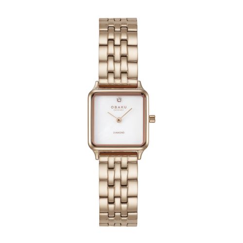 שעון OBAKU דגם V301LXVWSV לאישה לוח אם הפנינה רצועת פלדת אל חלד בצבע רוזגולד