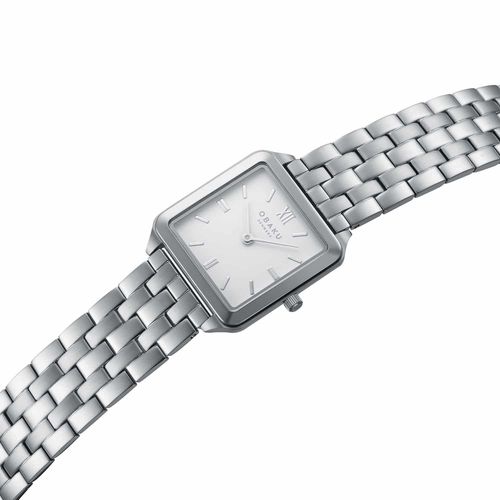 שעון OBAKU דגם V309LXCWSC לאישה לוח לבן רצועת פלדת אל חלד בצבע כסף – תמונה 2