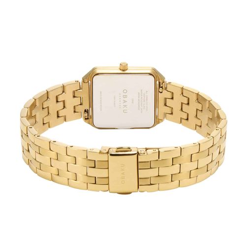 שעון OBAKU דגם V309LXGWSG לאישה לוח לבן רצועת פלדת אל חלד בצבע זהב – תמונה 4