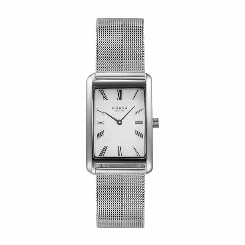 שעון OBAKU דגם V311LXCWMC לאישה לוח כסף רצועת פלדת אל חלד בצבע כסף