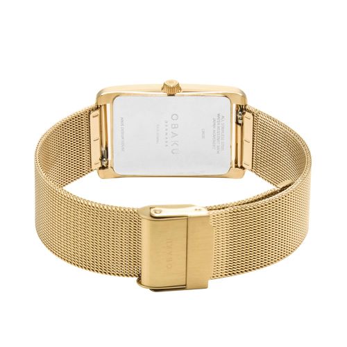 שעון OBAKU דגם V311LXGWMG לאישה לוח לבן רצועת פלדת אל חלד בצבע זהב – תמונה 4