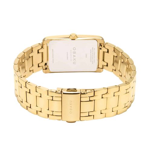 שעון OBAKU דגם V311LXGWSG לאישה לוח לבן רצועת פלדת אל חלד בצבע זהב – תמונה 4