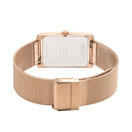 שעון OBAKU דגם V311LXVWMV לאישה לוח לבן רצועת פלדת אל חלד בצבע רוזגולד – תמונה 4