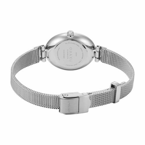 שעון OBAKU דגם V312LXCMMC לאישה לוח תכלת רצועת פלדת אל חלד בצבע כסף – תמונה 3