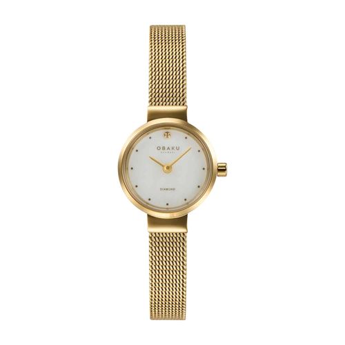 שעון OBAKU דגם V313LXGWMG לאישה לוח אם הפנינה רצועת פלדת אל חלד בצבע זהב