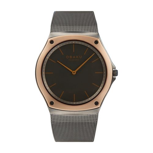 שעון OBAKU דגם V316GXDJMJ לגבר לוח שחור רצועת פלדת אל חלד בצבע שחור