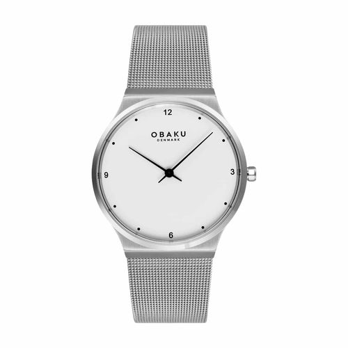שעון OBAKU דגם V319GXCWMC לאישה לוח לבן רצועת פלדת אל חלד בצבע כסף