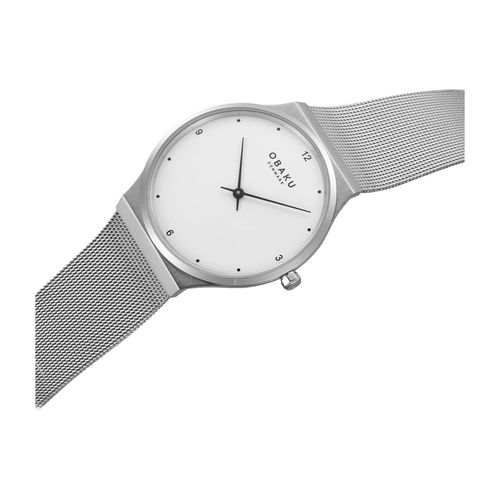 שעון OBAKU דגם V319GXCWMC לאישה לוח לבן רצועת פלדת אל חלד בצבע כסף – תמונה 2